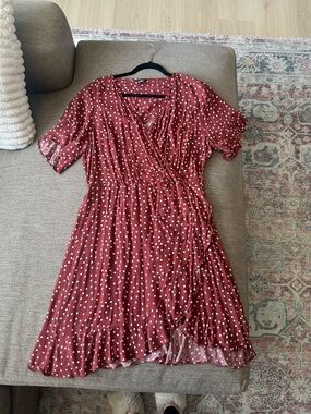 Women's Red Polka Dot Wrap Dress
